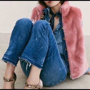 JCrew Pink Faux Fur Vest Size Petite XS